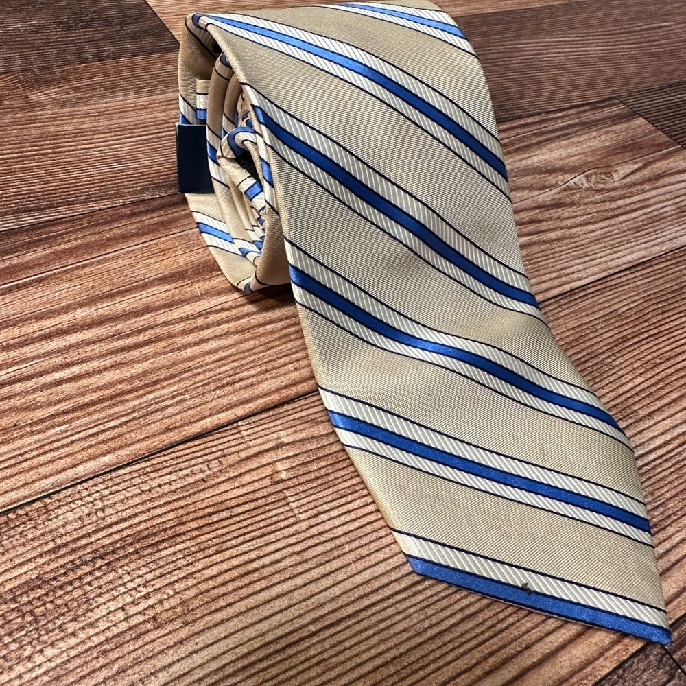 Nautica Tan and Blue Diagonal Striped Tie